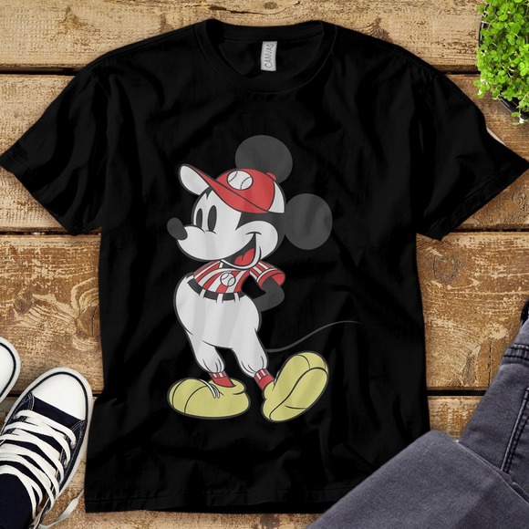 Disney Mickey Mouse Baseball Outfit T-Shirt Unisex Tee Adult T-shirt Kid Shirt - Picture 1 of 2